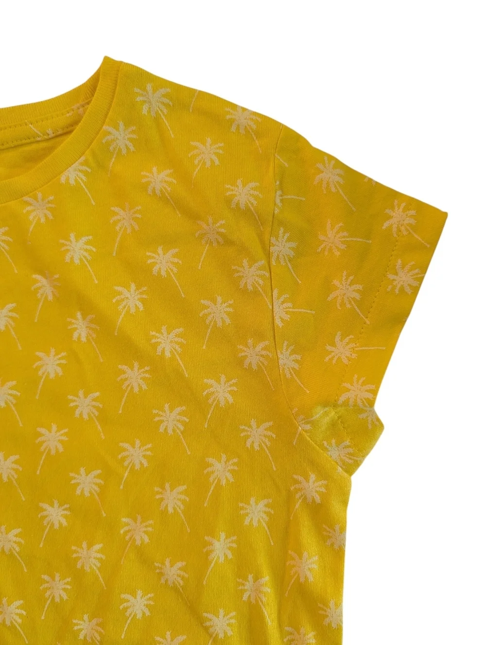 Zy Girls Bright Yellow Palm-Print Short Sleeve Kids Tee Cotton Size 4/5